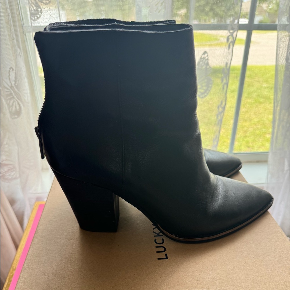 Lucky Brand Black Heeled Boots Sleek Design